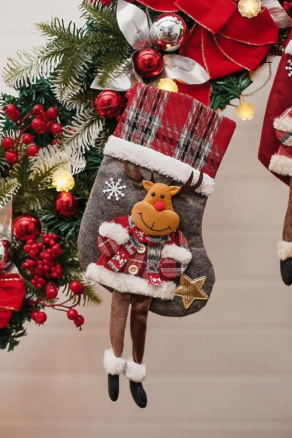 Новогодние носки для подарка 2 шт НАТАЛИ, красный/серый - фото 2