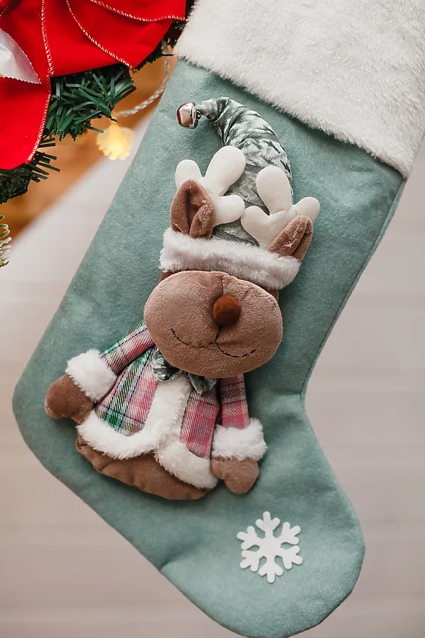 Новогодний носок для подарков зеленый НАТАЛИ, зеленый - фото 2