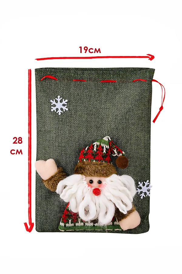 Мешок для подарка новогодний НАТАЛИ, зеленый - фото 2