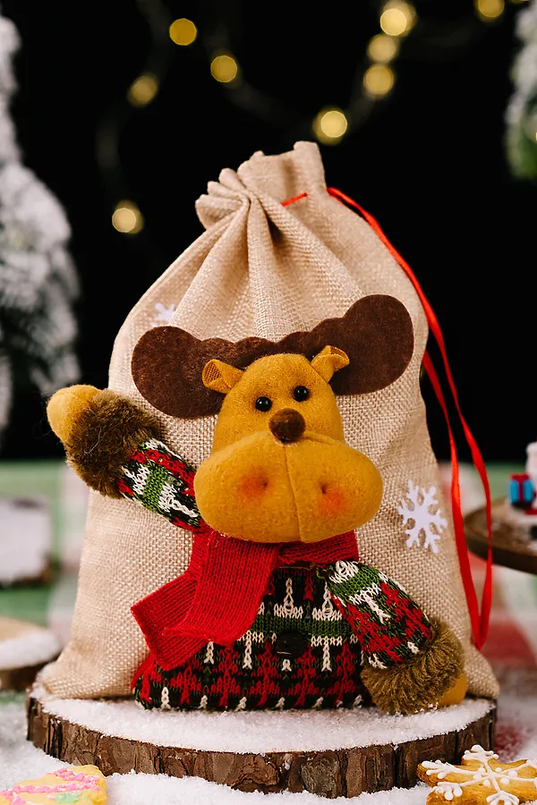 Мешок для подарка новогодний НАТАЛИ, серый - фото 2