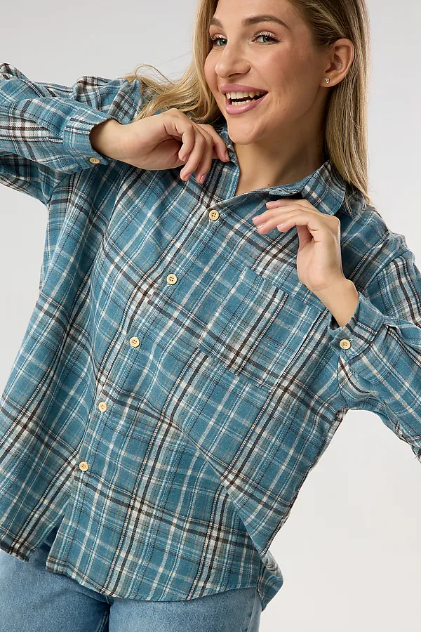 Рубашка в клетку НАТАЛИ, голубой - фото 2