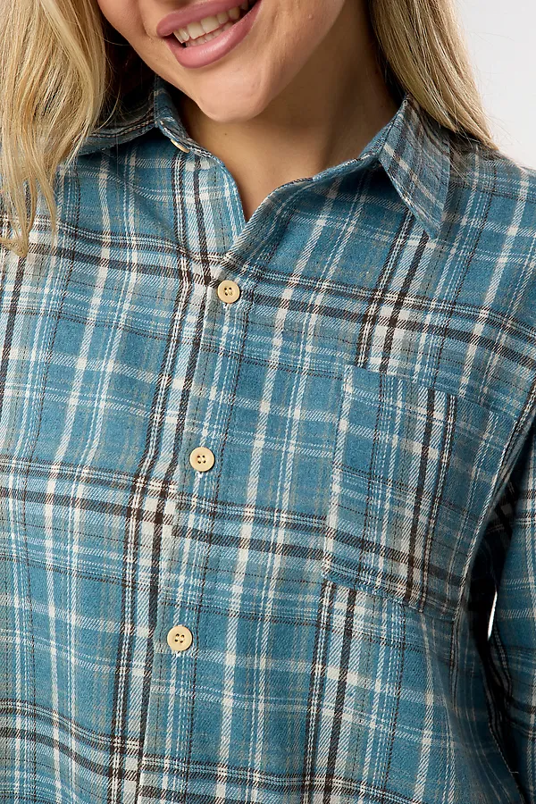 Рубашка в клетку НАТАЛИ, голубой - фото 2