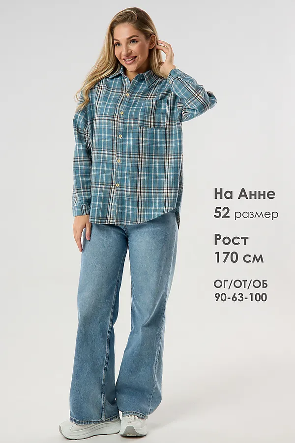 Рубашка в клетку НАТАЛИ, голубой - фото 2
