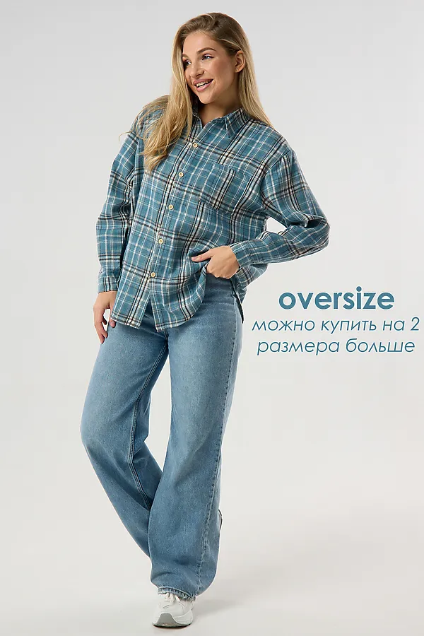Рубашка в клетку НАТАЛИ, голубой - фото 2