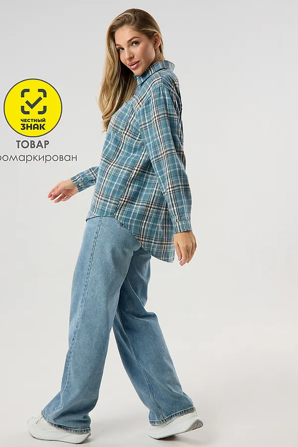 Рубашка в клетку НАТАЛИ, голубой - фото 2