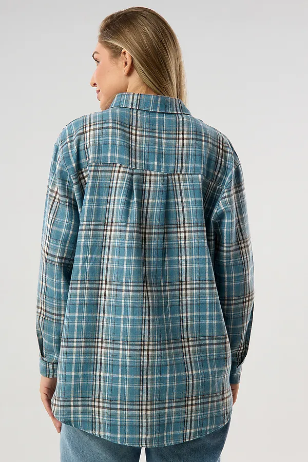 Рубашка в клетку НАТАЛИ, голубой - фото 2