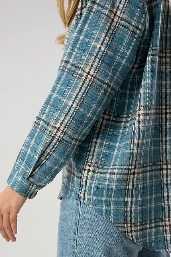 Рубашка в клетку НАТАЛИ, голубой - фото 2