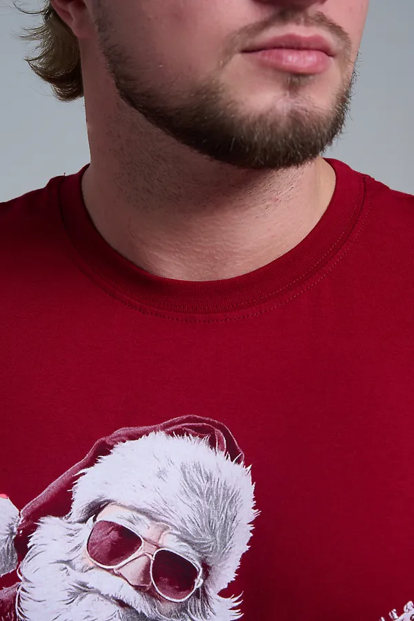 8581 футболка унисекс НАТАЛИ, бордо+д мороз с гитарой - фото 2