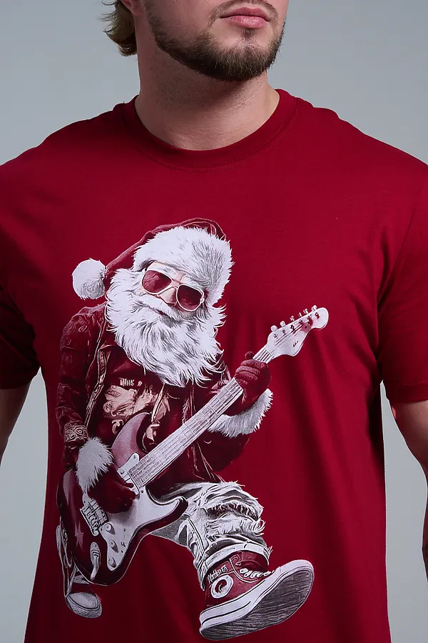 8581 футболка унисекс НАТАЛИ, бордо+д мороз с гитарой - фото 2