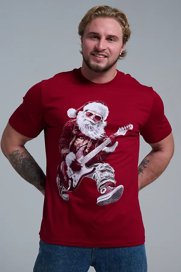 8581 футболка унисекс НАТАЛИ, бордо+д мороз с гитарой - фото 2