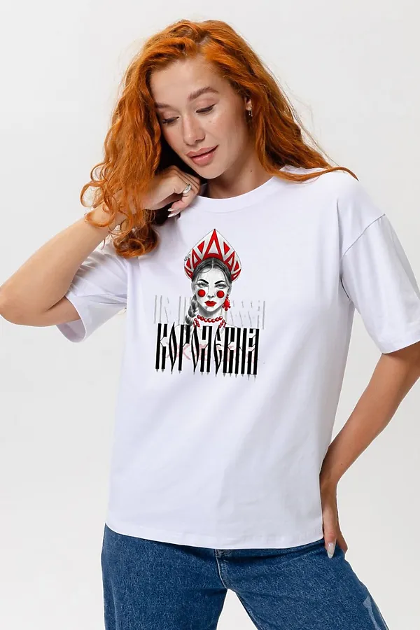 Футболка 8580 НАТАЛИ, белый+королевна - фото 2