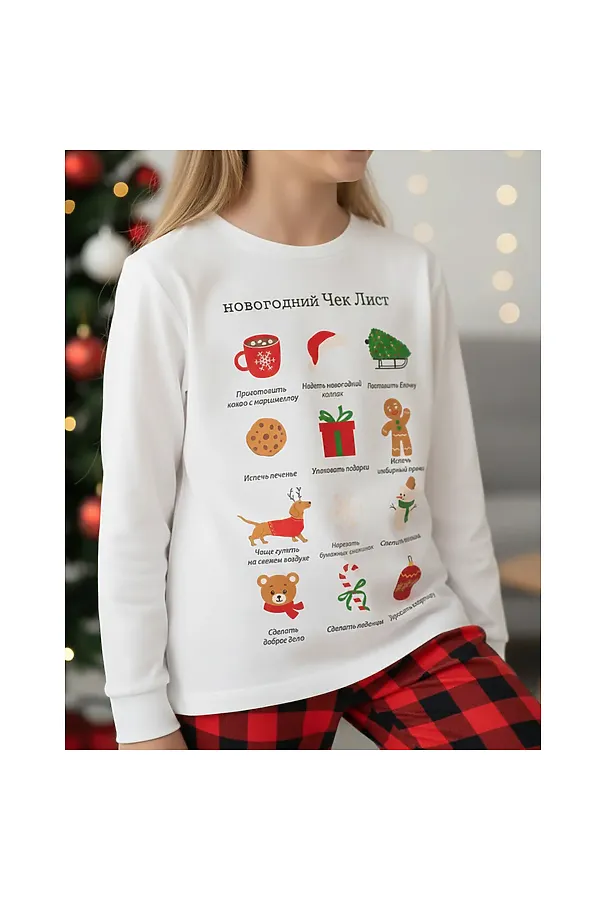 Пижама YOULALA, молочный, красный - фото 2