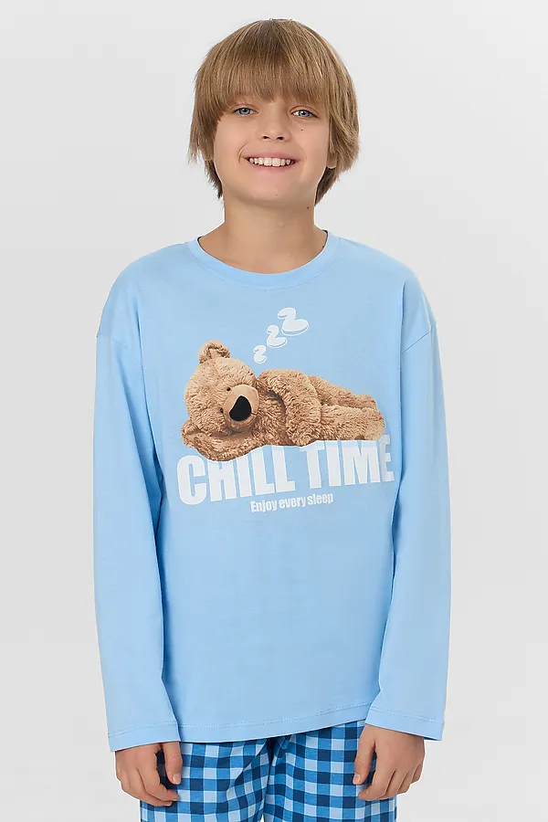 Пижама MARK FORMELLE, небо +сине -голубая клетка - фото 2