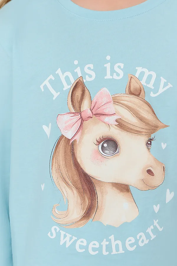 Пижама MARK FORMELLE, голубой +милые коники на голубом - фото 2