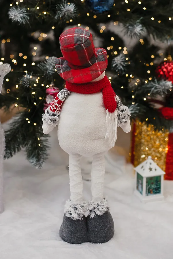 Игрушка новогодняя с выдвижными ногами Снеговик платье серое НАТАЛИ, серый - фото 2