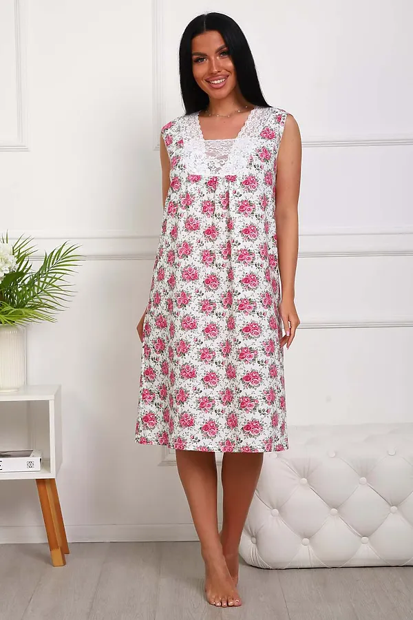 Сорочка 29530 НАТАЛИ, розовые цветы - фото 2