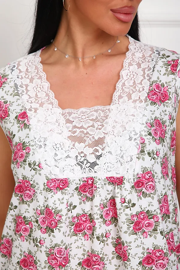 Сорочка 29530 НАТАЛИ, розовые цветы - фото 2