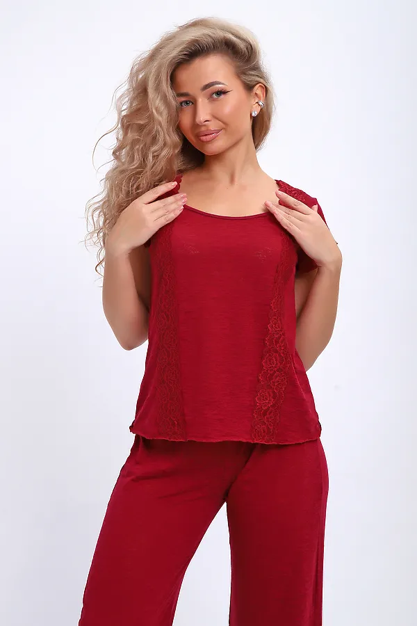 Пижама с брюками 29018 НАТАЛИ, бордовый - фото 2