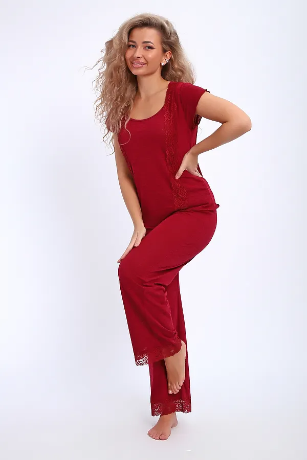 Пижама с брюками 29018 НАТАЛИ, бордовый - фото 2