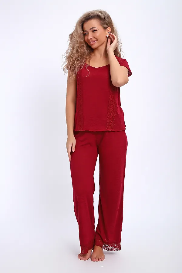 Пижама с брюками 29018 НАТАЛИ, бордовый - фото 2
