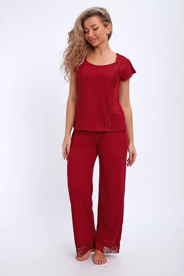 Пижама с брюками 29018 НАТАЛИ, бордовый - фото 2