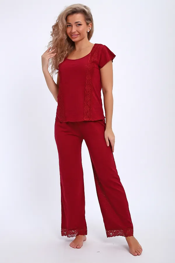 Пижама с брюками 29018 НАТАЛИ, бордовый - фото 2
