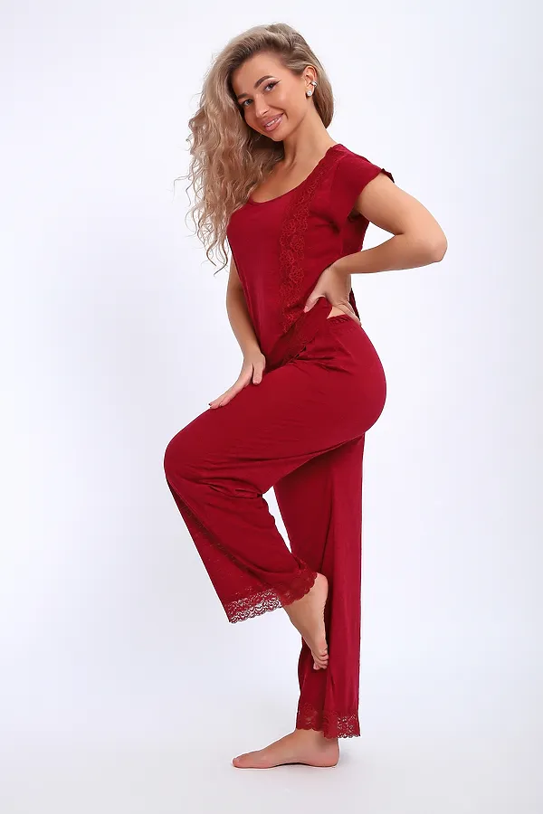 Пижама с брюками 29018 НАТАЛИ, бордовый - фото 2