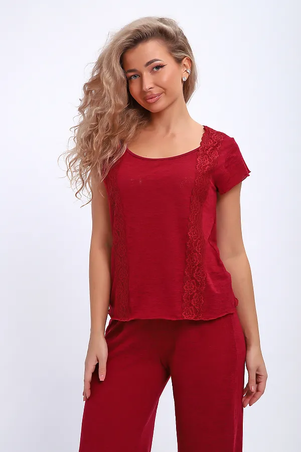 Пижама с брюками 29018 НАТАЛИ, бордовый - фото 2