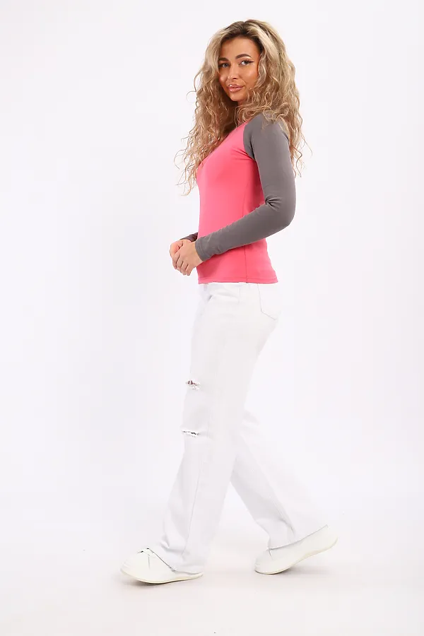 Лонгслив с длинным рукавом реглан НАТАЛИ, розовый - фото 2