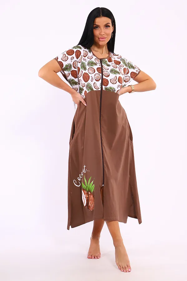 Халат Кокос НАТАЛИ, коричневый - фото 2