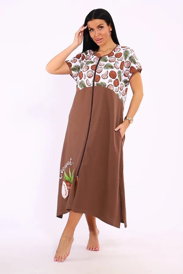 Халат Кокос НАТАЛИ, коричневый - фото 2
