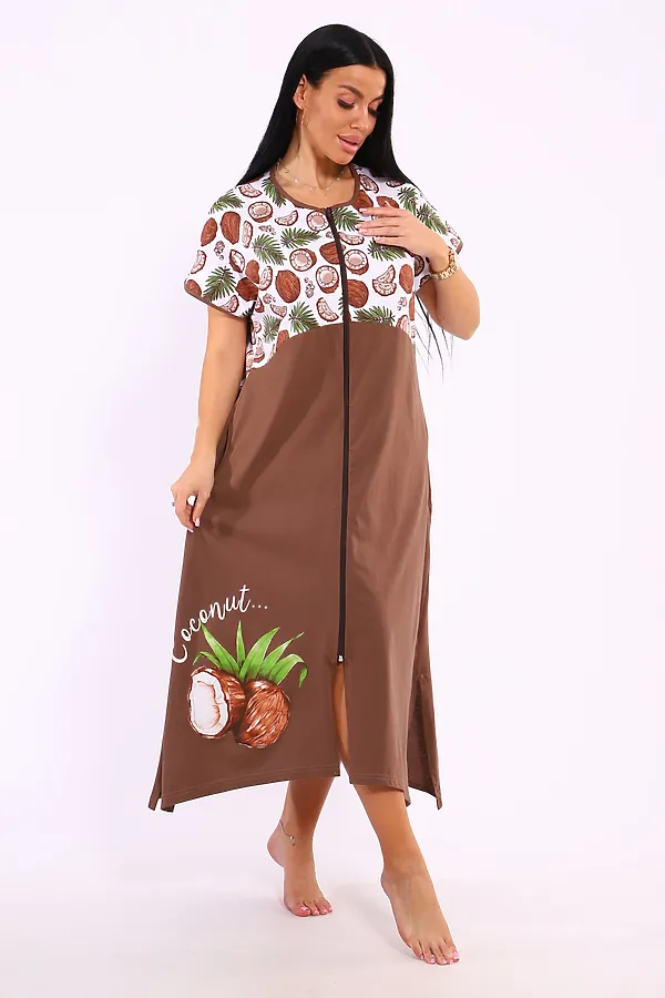 Халат Кокос НАТАЛИ, коричневый - фото 2