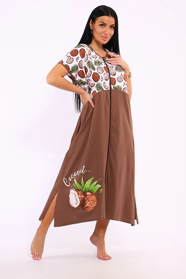 Халат Кокос НАТАЛИ, коричневый - фото 2