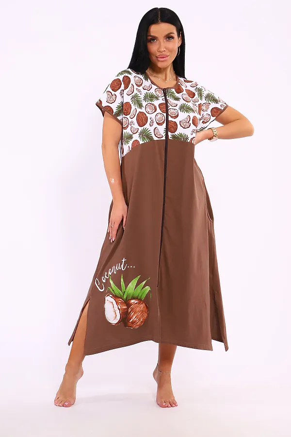Халат Кокос НАТАЛИ, коричневый - фото 2