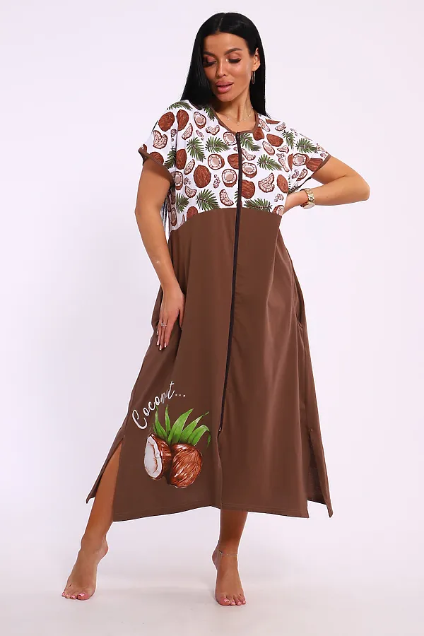 Халат Кокос НАТАЛИ, коричневый - фото 2