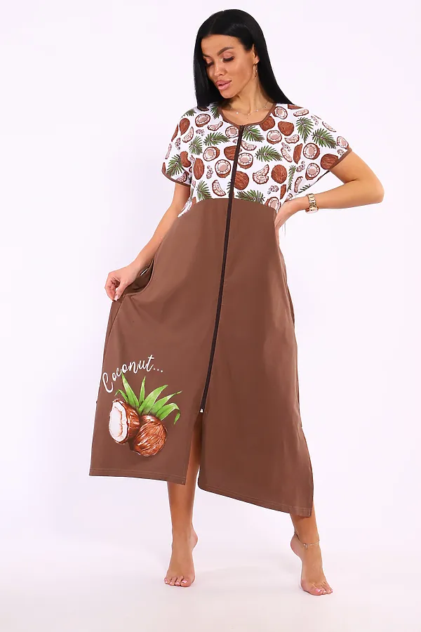 Халат Кокос НАТАЛИ, коричневый - фото 2