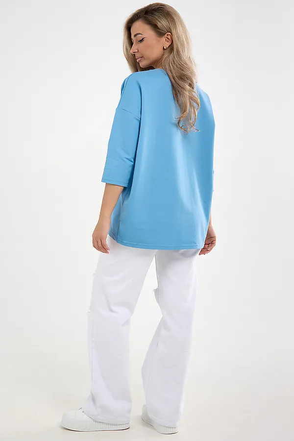 Лонгслив Футер life (к/р) НАТАЛИ, голубой - фото 2