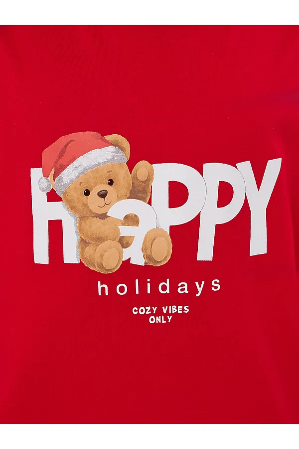 Пижама MARK FORMELLE, красный +праздничные медвежата на синем - фото 2