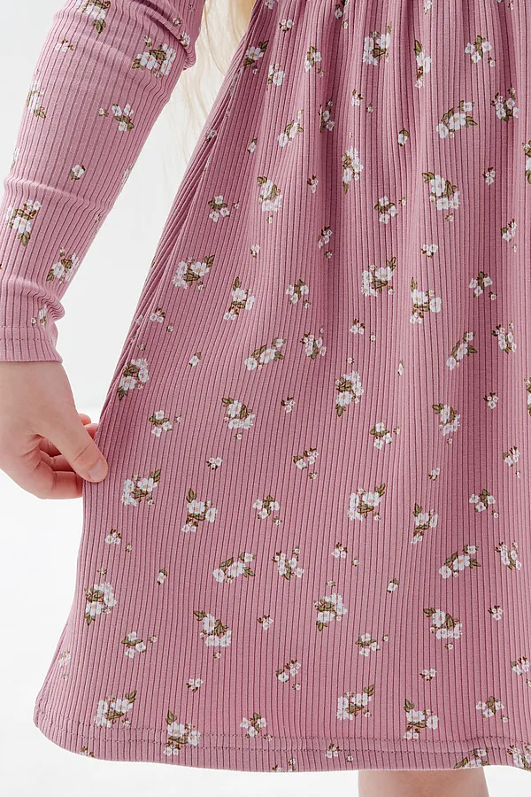 Платье Бетти длинный рукав детское НАТАЛИ, цветочки на розовом - фото 2