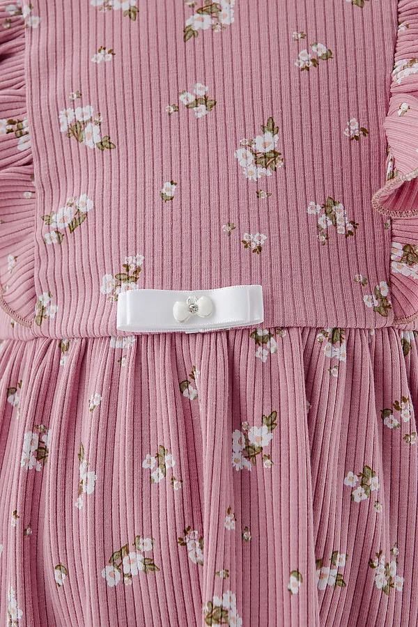 Платье Бетти длинный рукав детское НАТАЛИ, цветочки на розовом - фото 2