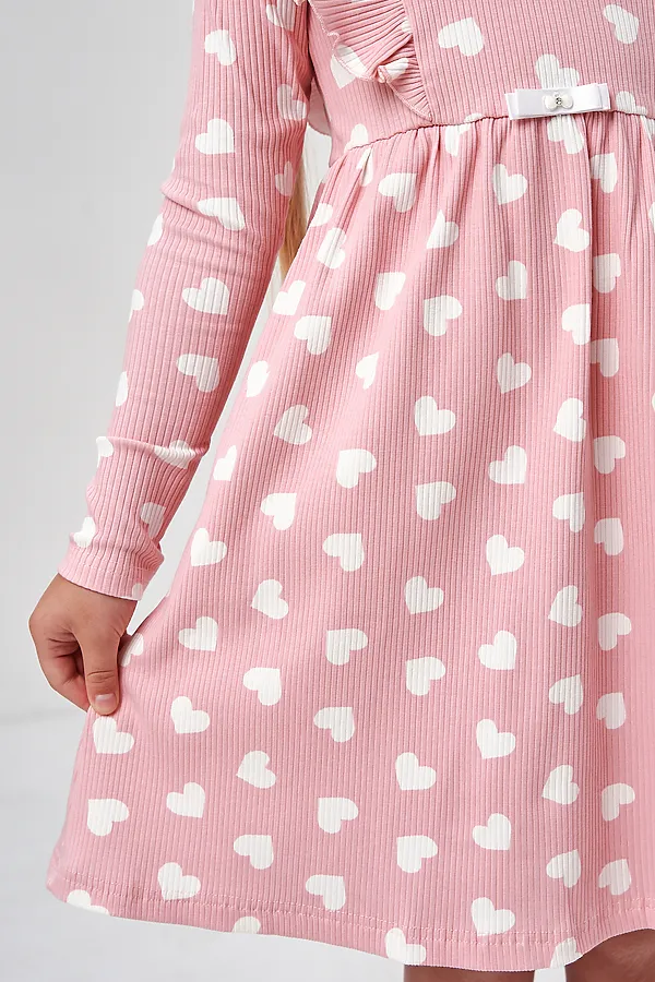 Платье Бетти длинный рукав детское НАТАЛИ, розовый сердечки - фото 2