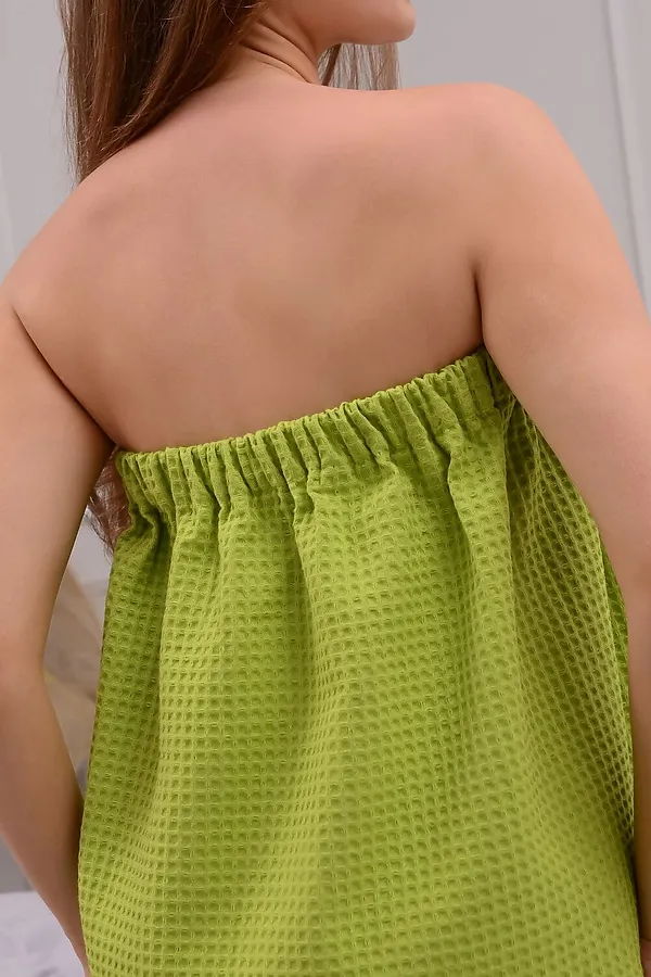 Полотенце для бани и сауны вафельное на липучке НАТАЛИ, фисташковый - фото 2