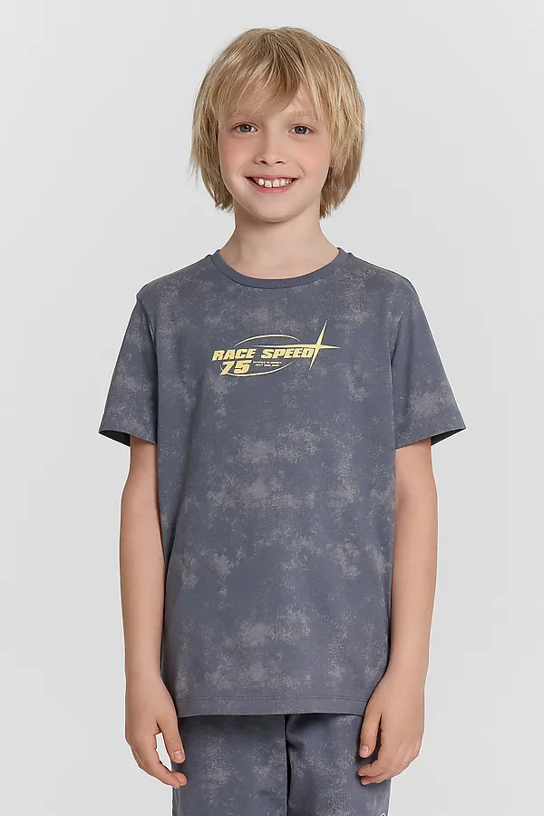 Комплект (Футболка+Шорты) MARK FORMELLE, т.серый acid wash +печать - фото 2