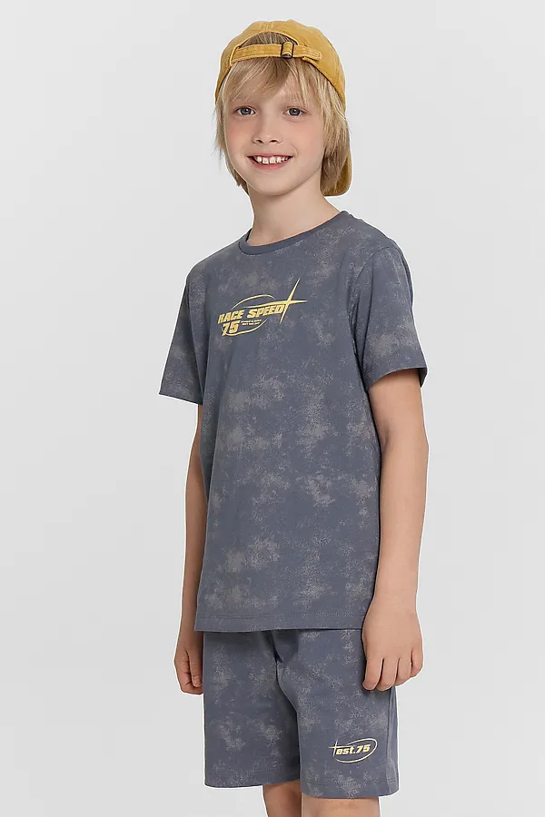 Комплект (Футболка+Шорты) MARK FORMELLE, т.серый acid wash +печать - фото 2