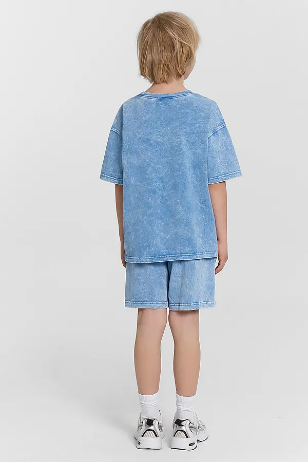 Комплект (Футболка+Шорты) MARK FORMELLE, синий acid wash +печать - фото 2