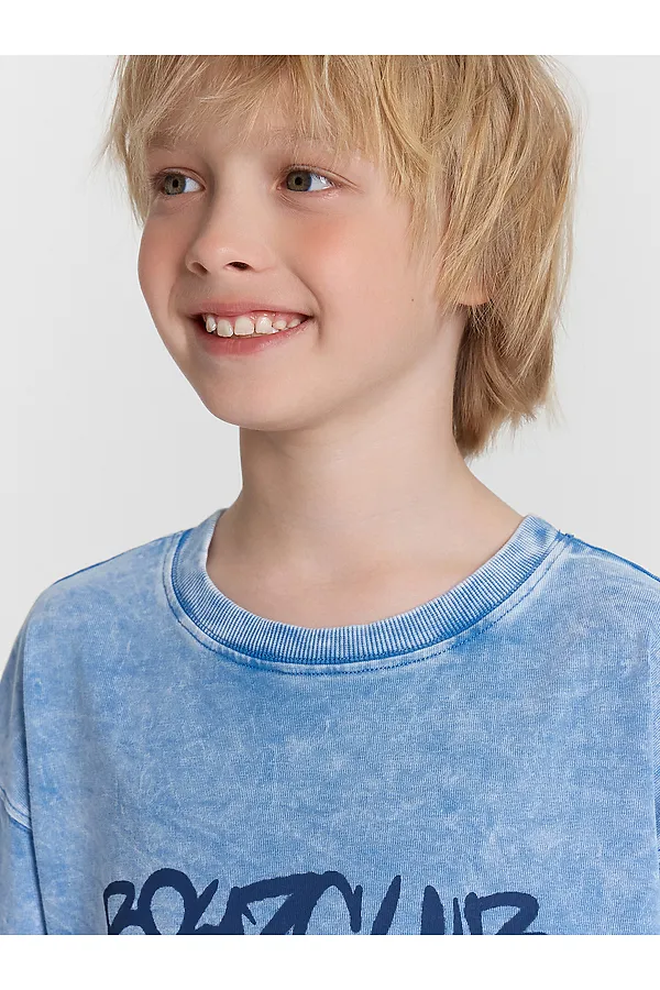 Комплект (Футболка+Шорты) MARK FORMELLE, синий acid wash +печать - фото 2