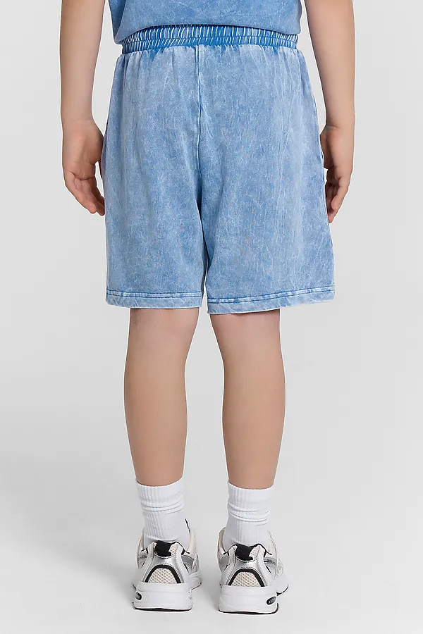 Комплект (Футболка+Шорты) MARK FORMELLE, синий acid wash +печать - фото 2