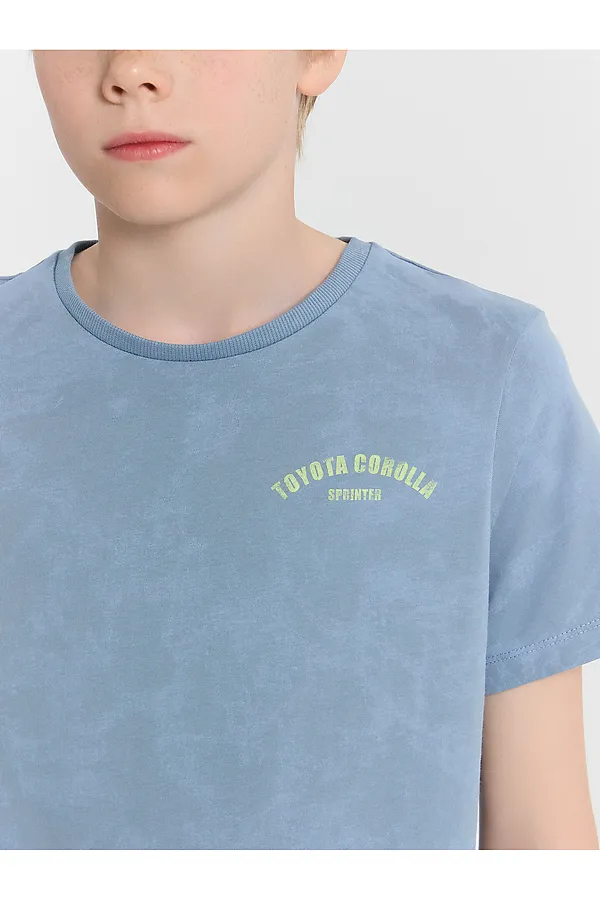 Костюм (Футболка+Шорты) MARK FORMELLE, серо -синий acid wash +печать - фото 2