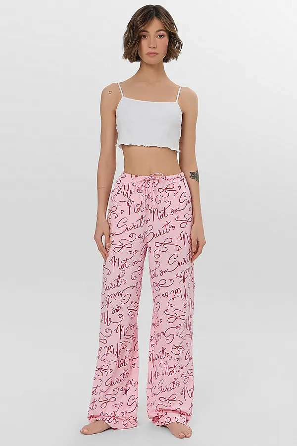 Брюки MARK FORMELLE, текст на розовом - фото 2