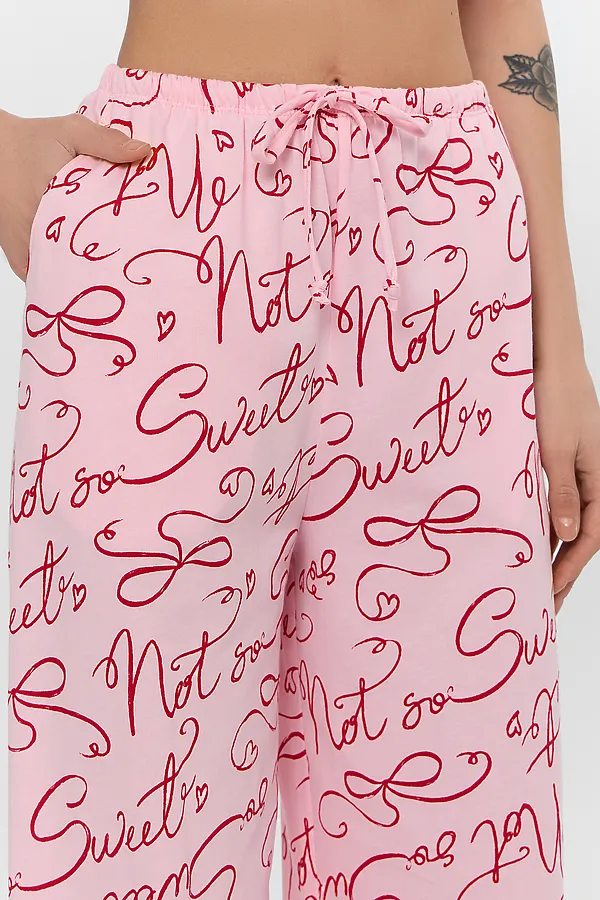 Брюки MARK FORMELLE, текст на розовом - фото 2